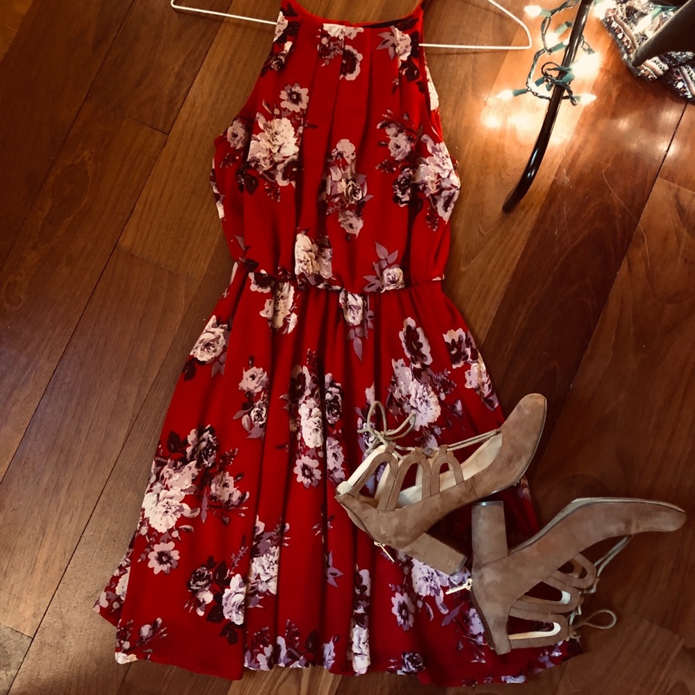 Francesca’s red fancy dress! great for weddings!!